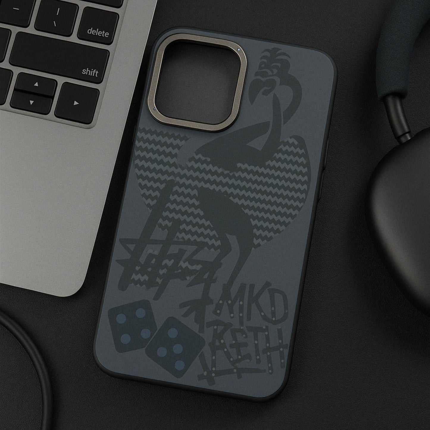 Inspired Silicon Case for iPhone 13 Pro Max – Sleek Black Design with Urban Graphic