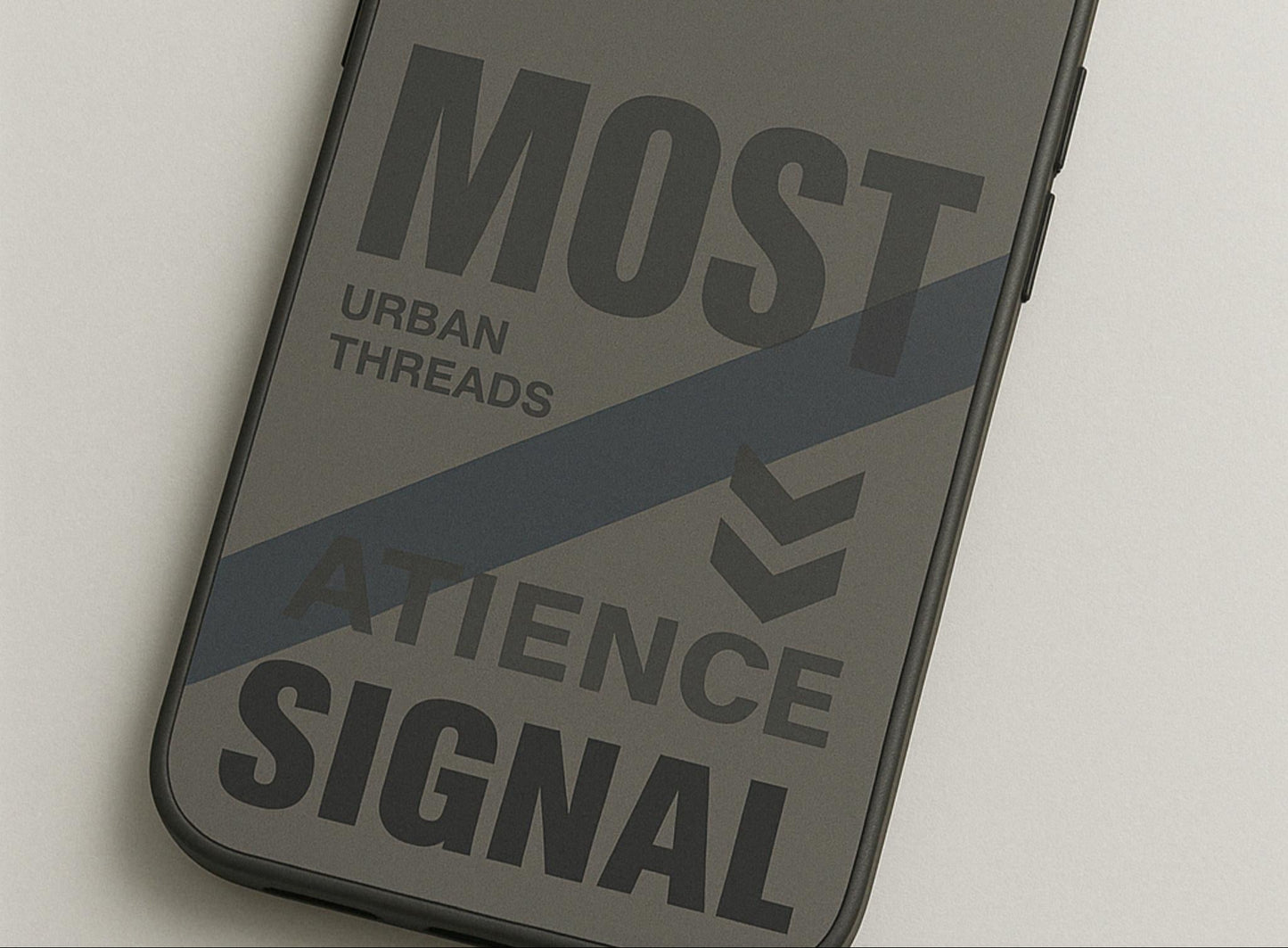 Urban Threads Case for iPhone 14 Pro – Matte Grey Silicon Cover with Bold Text Design