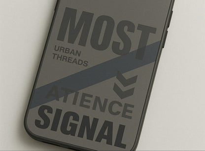 Urban Threads Case for iPhone 14 Pro – Matte Grey Silicon Cover with Bold Text Design